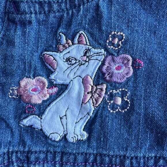 Disney Baby Aristocats 90’s Embroidery Denim Overalls Dress 6-9 Months - Picture 4 of 7